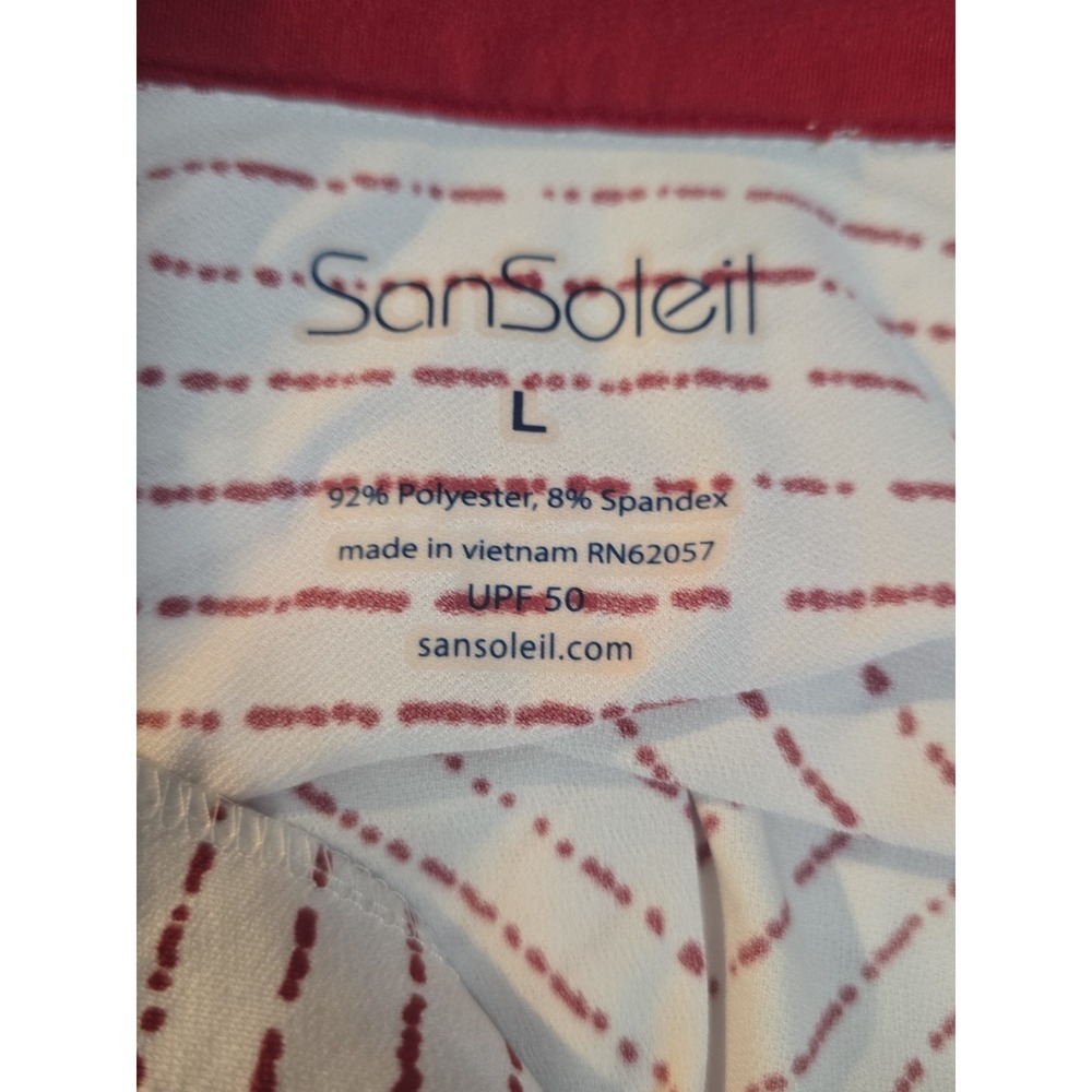 SanSoleil Women's Red White Stripe 1/4 Zip Golf Polo Size Large UPF 50 t8 - Picture 5 of 6